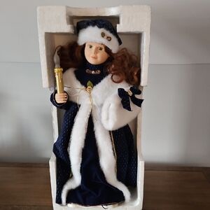 Elegant Blue and White Holiday  Doll